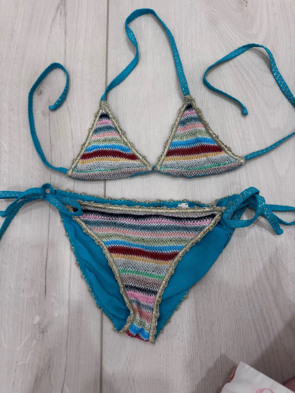 Missoni Kids Striped Crochet Bikini - Turquoise & Multicolor